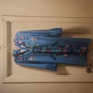 NWT NY &CO Sea Blue Floral Dress Sz M